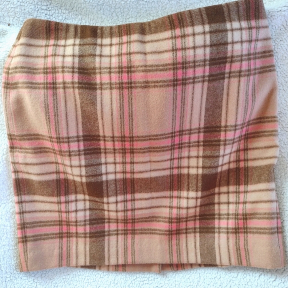 Talbot's plaid tan/brown/pink pencil skirt 10 petite